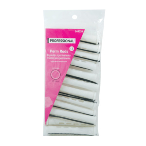 Salon Care Curved Perm Rod Long - White 12 Pack