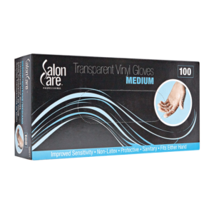 Salon Care Clear Vinyl Powdered Gloves Medium - 100 Count