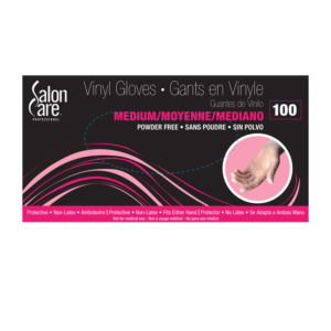 Salon Care Clear Vinyl Powder-Free Medium Gloves - 100 Count